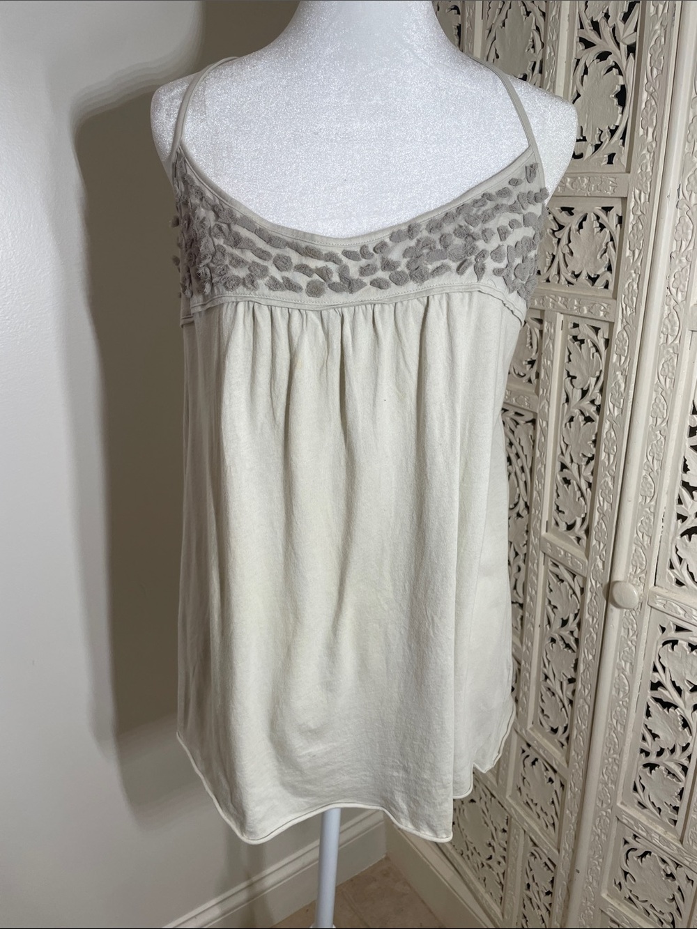 J. Crew Cream Embroidered Spaghetti-Strap Camisole